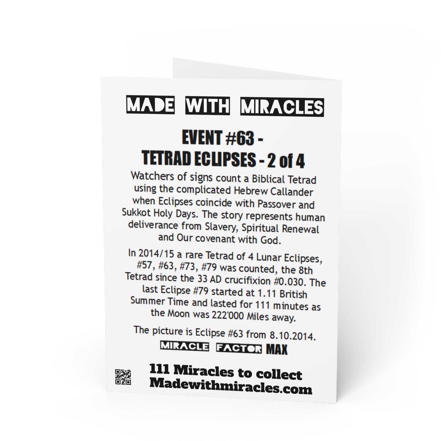 #63 Made with Miracles Greetings Card (INT) 2014 Tetrad 2 GEN2 Popart