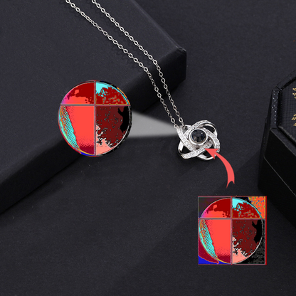 #51 Four-leaf Picture Projection Pendent Necklace Clavicle Chain (INT) 2014/2015 Image embeds All 4 Eclipses of Tetrad