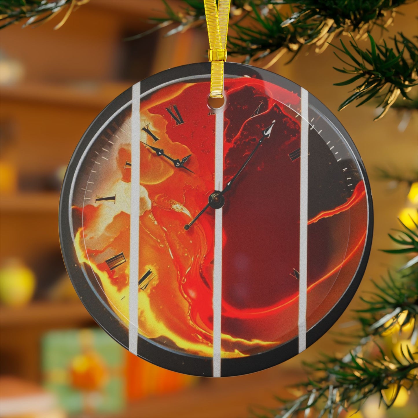 #79 - Made with Miracles - Thanksgiving, Hanukkah, Glass Ornament (INT) 2015 Double 111 Eclipse Melting Clocks