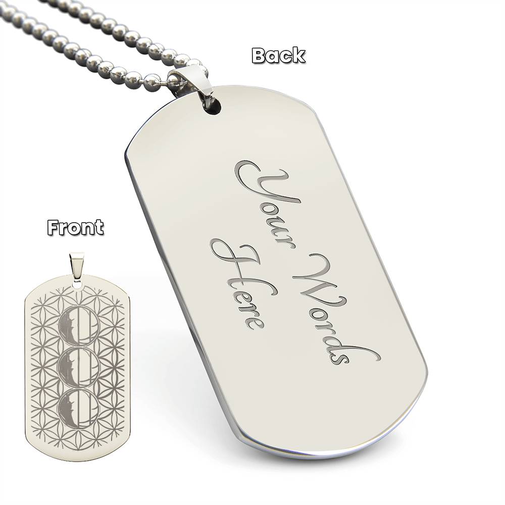 #79 - Dog Tag engraved with a REAL MIRACLE, Add your own personalised message - Choice of stainless steel or 18k gold finish - 2015 Tetrad 4 Double 111 Eclipse