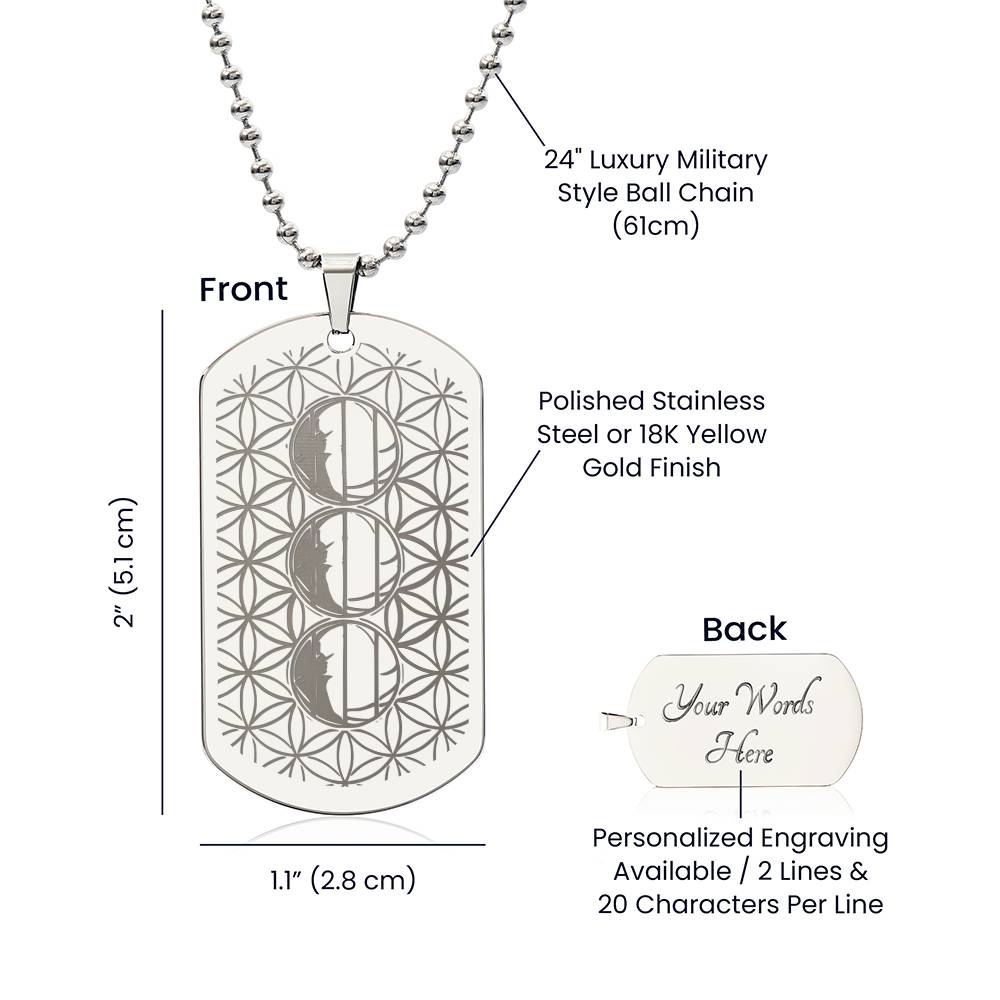 #79 - Dog Tag engraved with a REAL MIRACLE, Add your own personalised message - Choice of stainless steel or 18k gold finish - 2015 Tetrad 4 Double 111 Eclipse