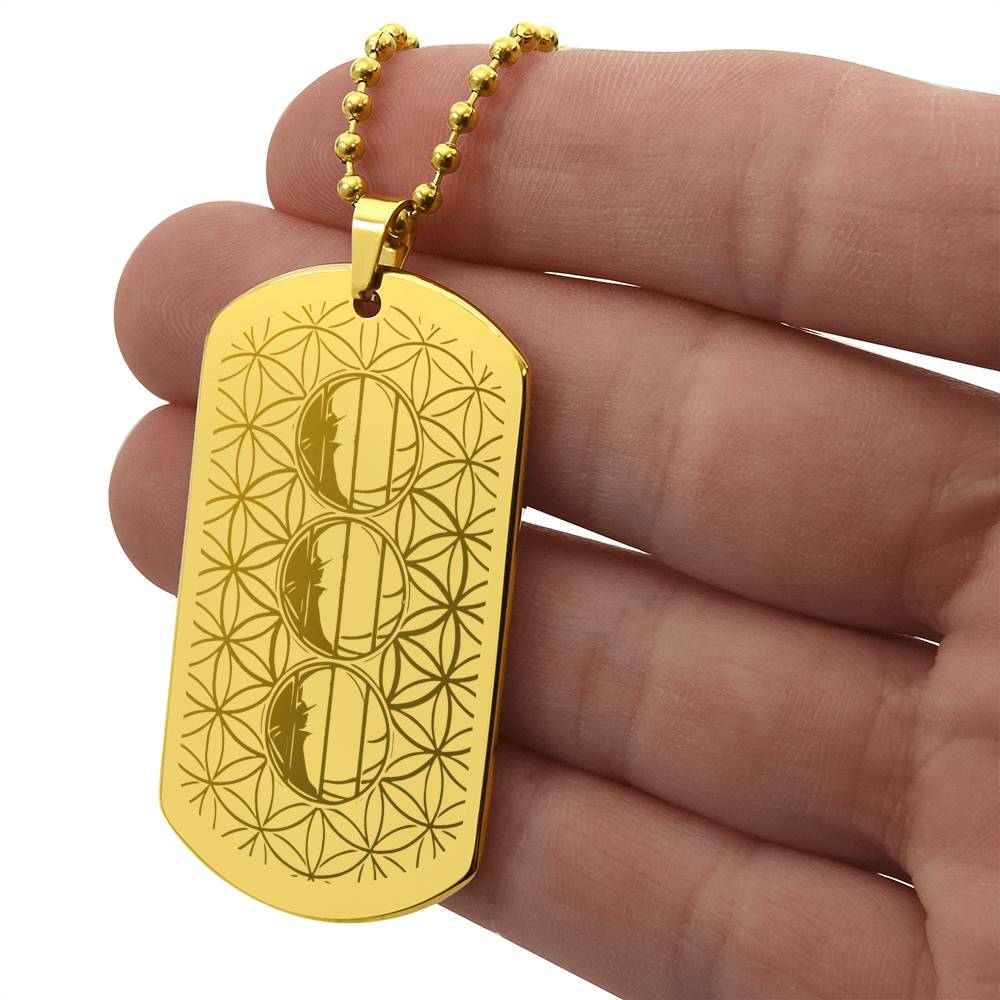 #79 - Dog Tag engraved with a REAL MIRACLE, Add your own personalised message - Choice of stainless steel or 18k gold finish - 2015 Tetrad 4 Double 111 Eclipse