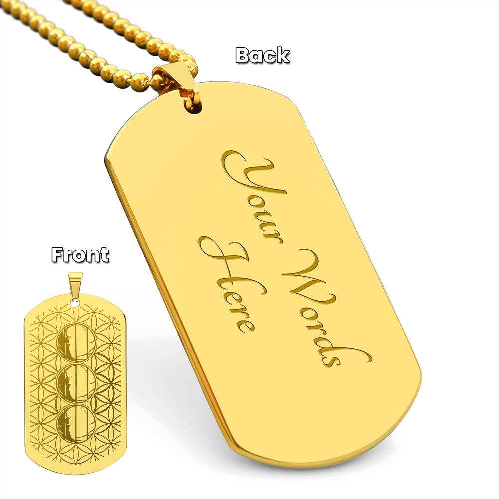 #79 - Dog Tag engraved with a REAL MIRACLE, Add your own personalised message - Choice of stainless steel or 18k gold finish - 2015 Tetrad 4 Double 111 Eclipse